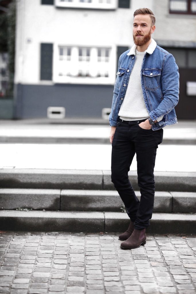 OUTFIT - Jeansjacke und Chelsea Boots Winteroutfit Blogger Malemodel bernd hower blog instagram blogger influencer store